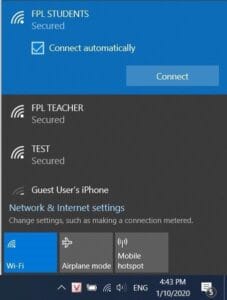 Kết nối wifi tại trường